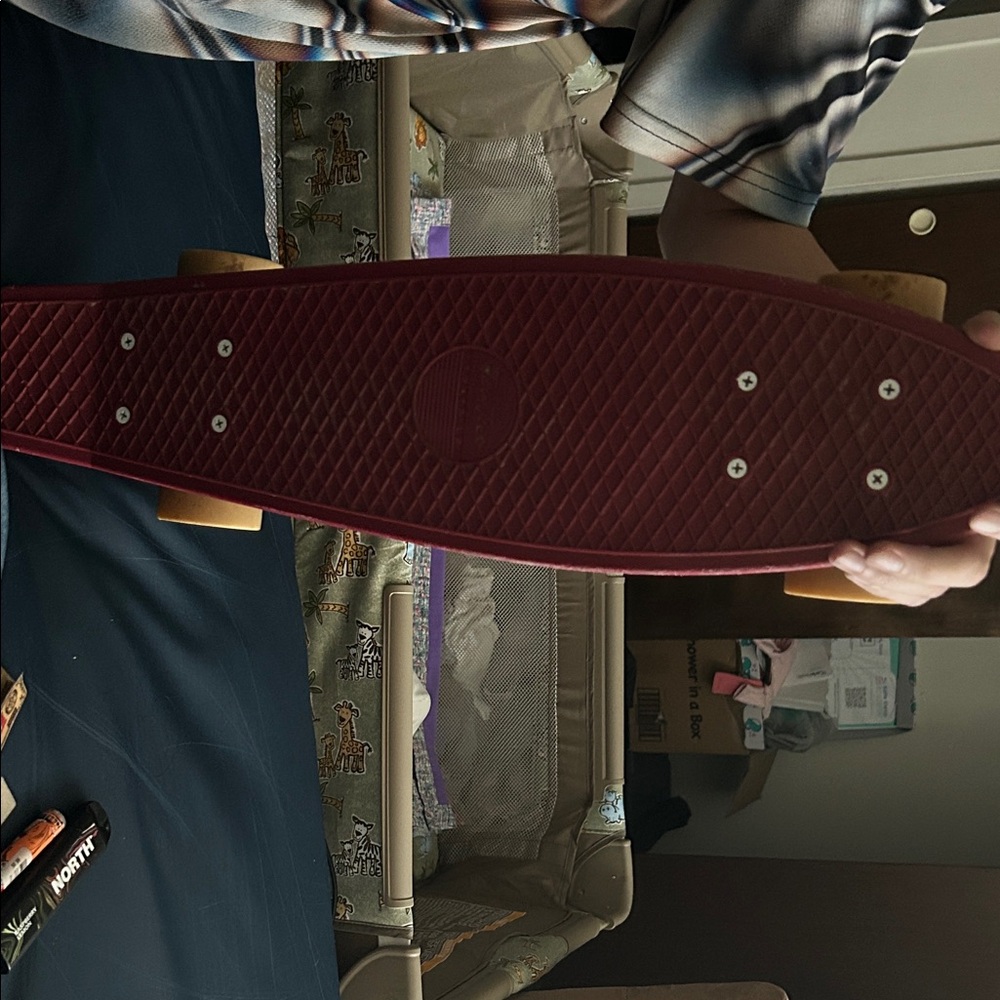 Santa Cruz Skateboards Maroon Skateboard with Tan Wheels